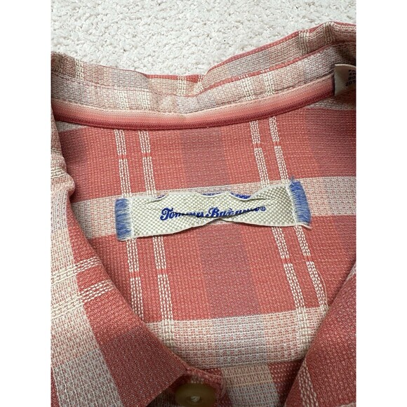 Tommy Bahama Shirt Mens XL Salmon Plaid Silk Short Sleeve Button Up Relax - Picture 3 of 10